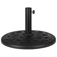 Universal Black Cement Patio Umbrella Base with Weatherproof Plastic Polymer Coating - 19.25" Diameter