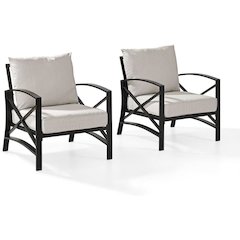 Oatmeal Outdoor Chair Set with Bronze Finish – 2 Weather-Resistant Seats