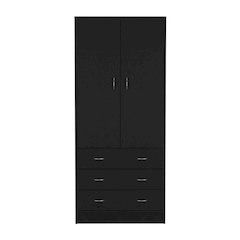 Taly 2 Doors 3 Drawers Armoire Black Black MDF