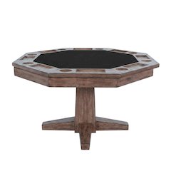 Solid Wood Game Table, Round Poker Table with Convertible Dining Surface