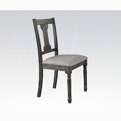 Wallace Side Chair (Set-2) Tan Linen & Weathered Gray