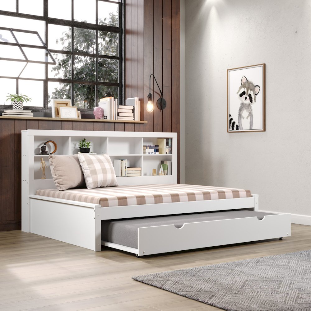 FULL BOOKCASE DAYBED WITH TRUNDLE WHITE. Picture 2