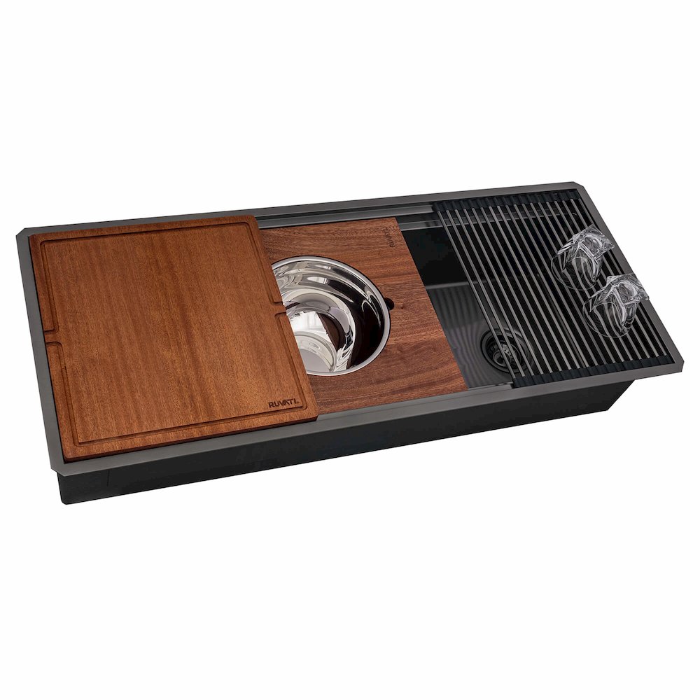45-inch Gunmetal Black Stainless Steel Workstation Undermount Kitchen Sink. Picture 1