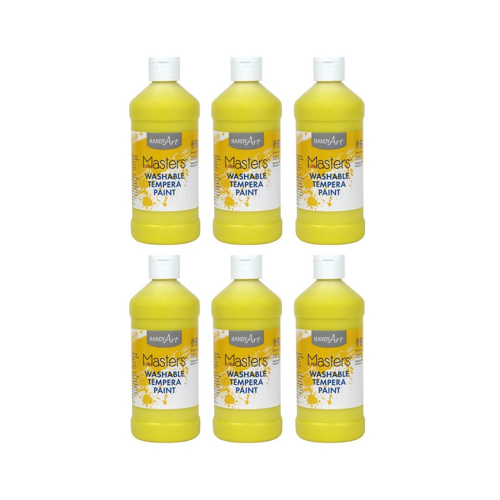 Little Masters Washable Tempera Paint, Yellow, 16 oz., Pack of 6. Picture 1