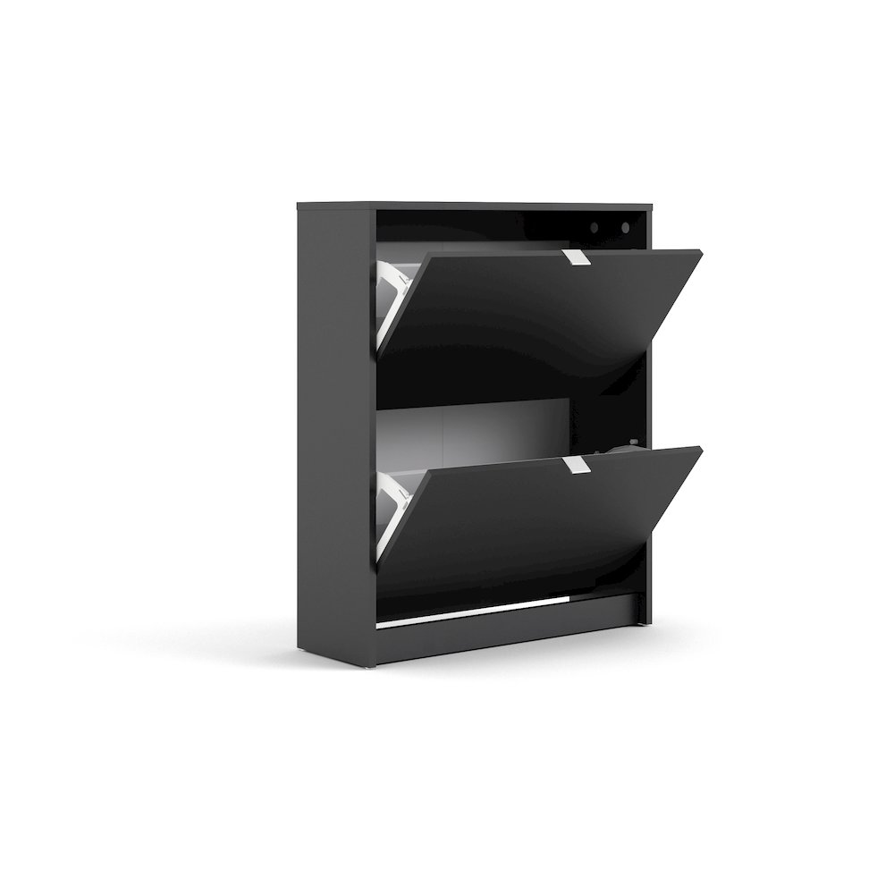 Bright 2 Drawer Shoe Cabinet, Black Matte. Picture 4
