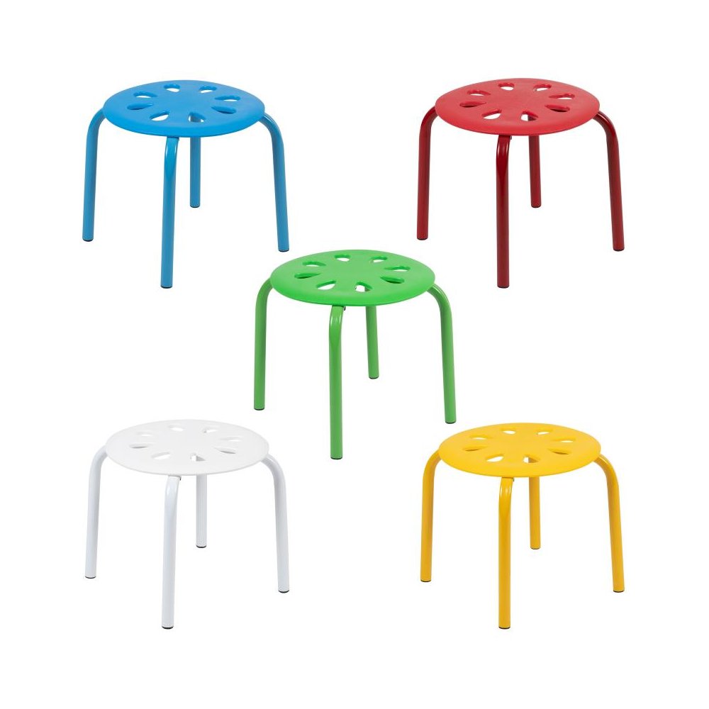 Plastic Nesting Stack Stools, 11.5"Height, Assorted Colors (5 Pack). Picture 1