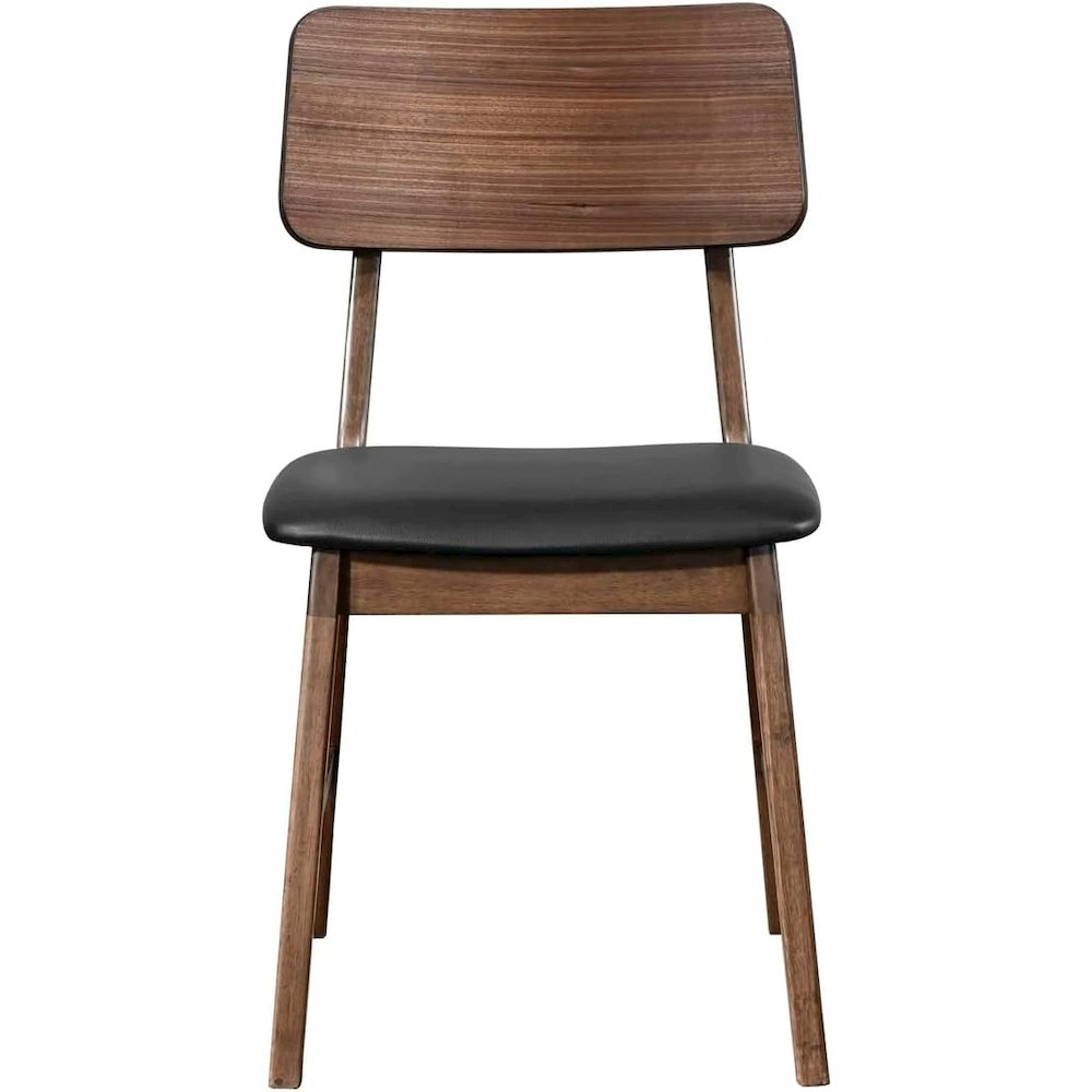 Thea Wood Back Side Chair with Black Seat (Set of 2), Walnut. Picture 3