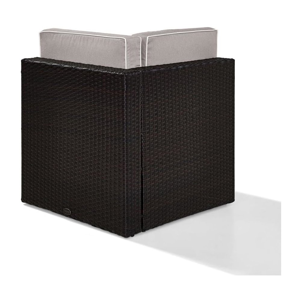 Gray Wicker Corner Chair for Outdoor Living with Durable Frame. Picture 6
