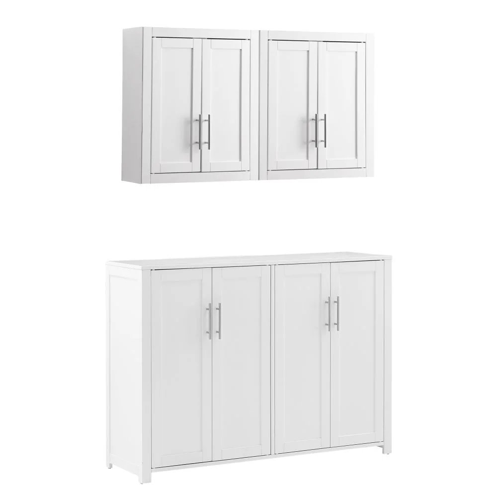 Savannah 3-Piece Kitchen Storage Pantry Set - Sideboard & 2 Wall Cabinets. Picture 1