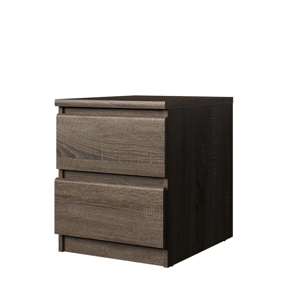 Brown 2 Drawer Nightstand - Stylish Night Stand with Drawers for Bedroom. Picture 3