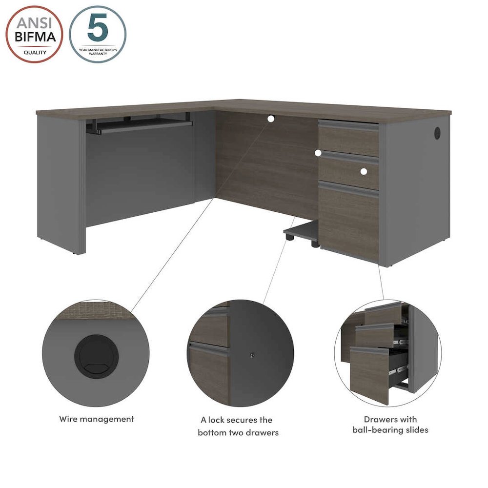 L-Shaped Desk with Pedestal. Picture 12