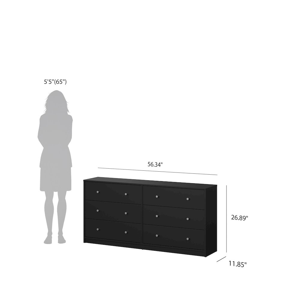 3-Piece Bedroom Set - 6 Drawer Double Dresser And Nightstand Set Of 2. Picture 9