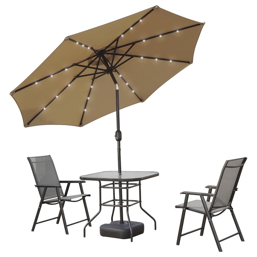 Sierra 9' Outdoor Patio Tilt Market Umbrella with Solar LED Lights. Picture 8