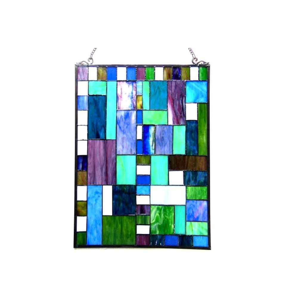 PICASSO Tiffany-glass Rectangle Window Panel 18x24. Picture 2