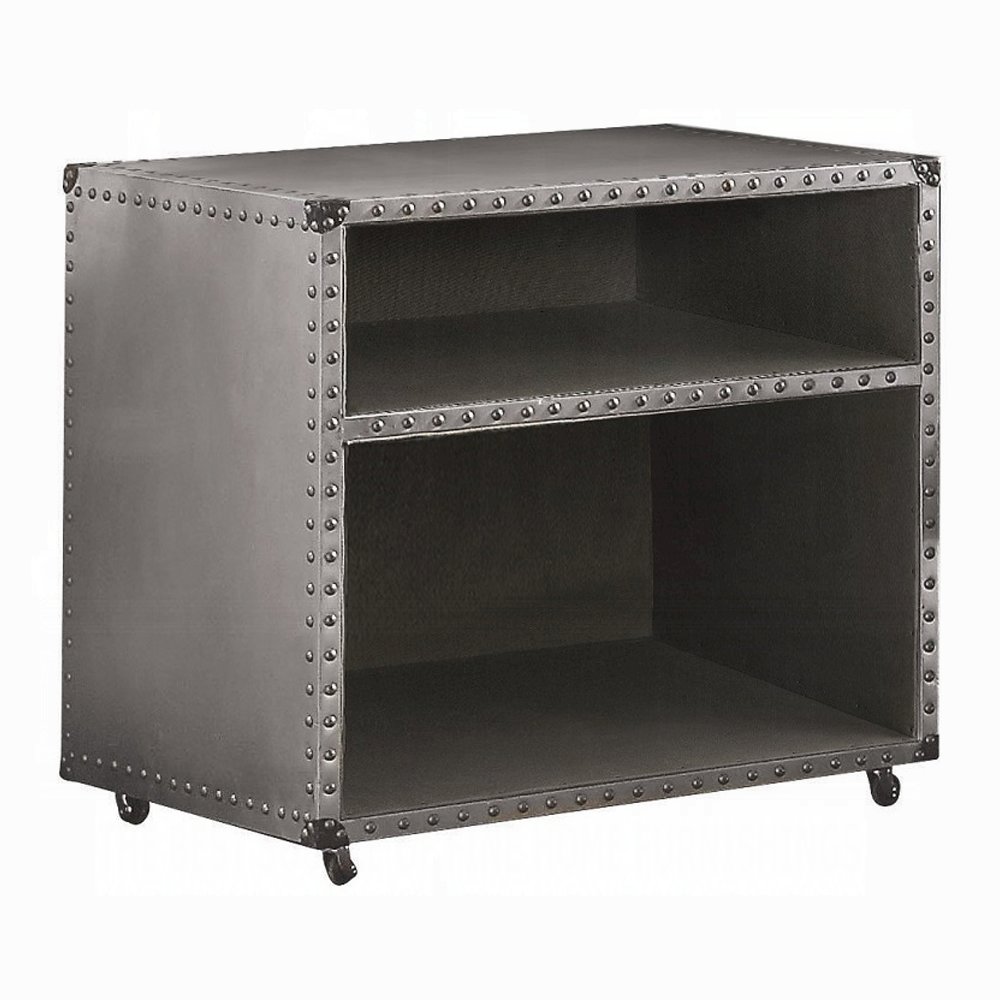 Brancaster Nightstand w/USB Port Aluminum. Picture 1