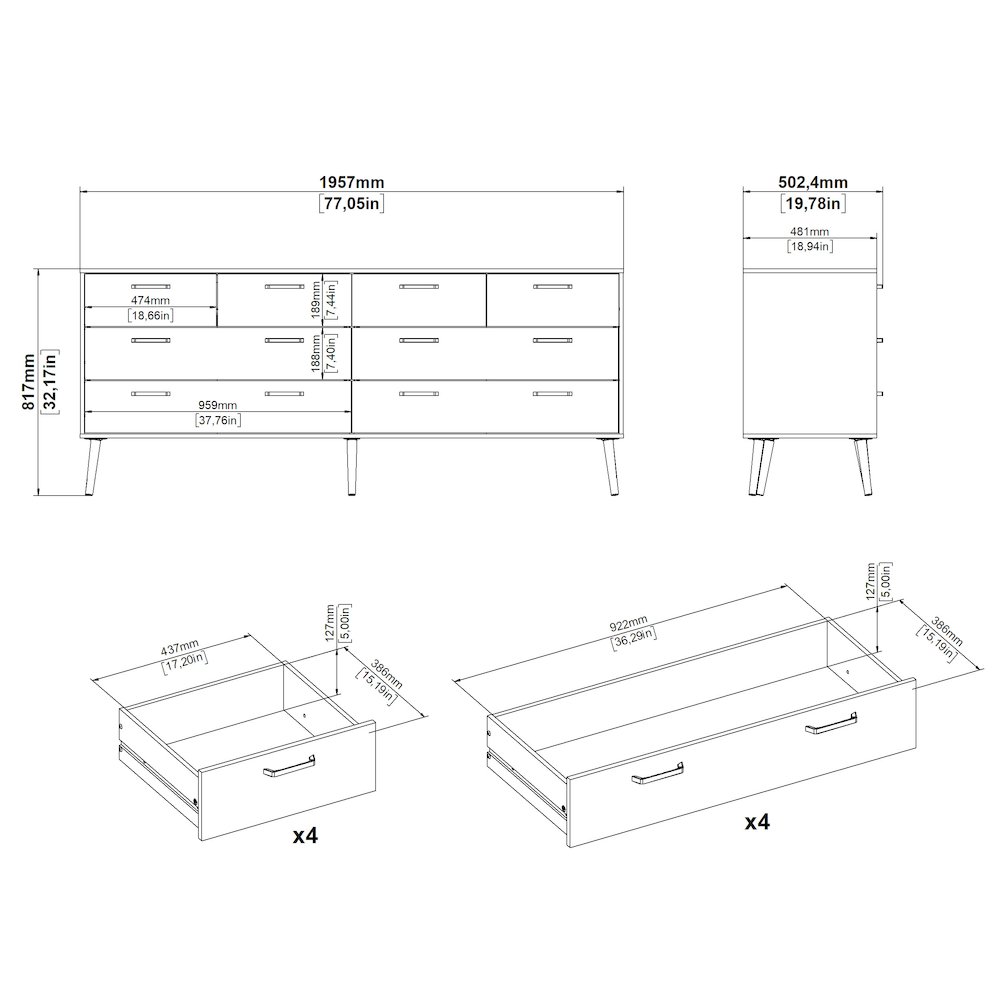Tone 8 Drawer Double Dresser, Mocha Oak. Picture 11