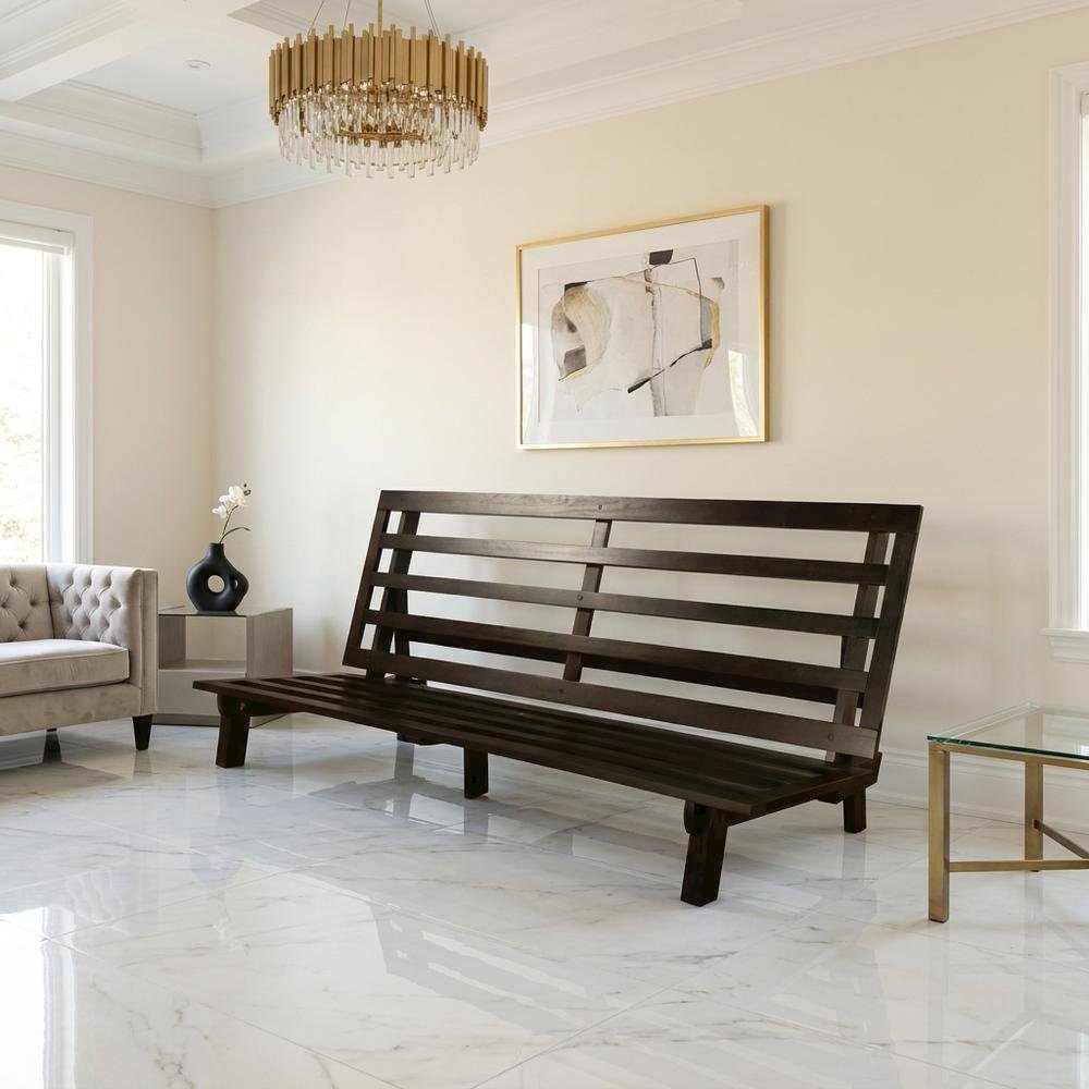 Gray bed frame with sturdy design, classic finish, lightweight and durable. Picture 2