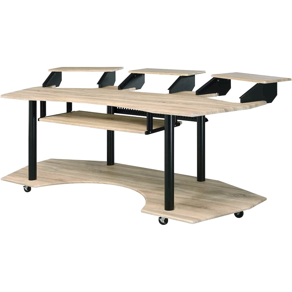 Eleazar 83" Music Studio Desk Natural Oak. Picture 1