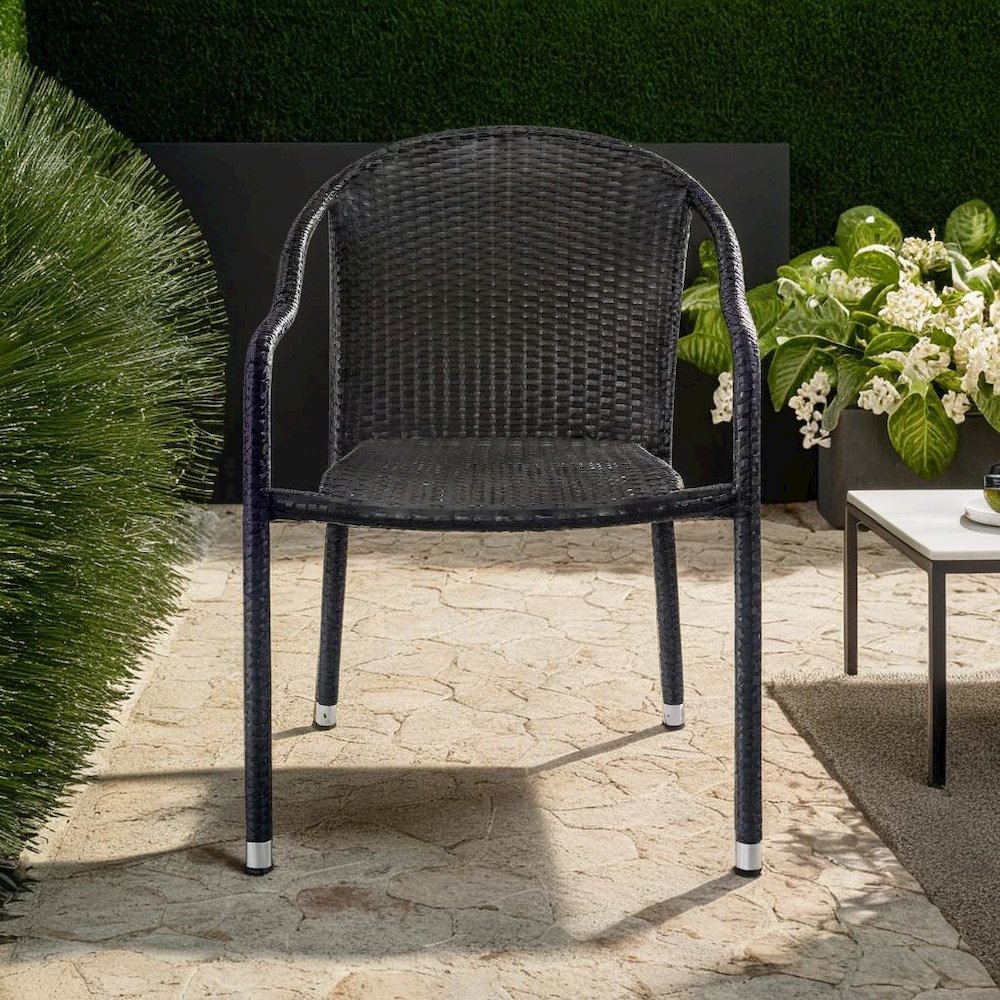 Modern Stackable Outdoor Wicker Chair Set of 4. Picture 5