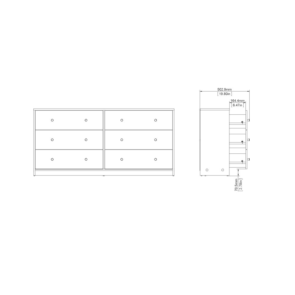 Portland 6 Drawer Double Dresser, White. Picture 10
