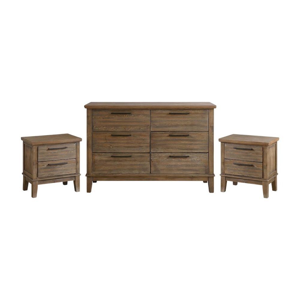 Cagney 3-Pc Wood Bedroom Set with Dresser in Vintage. Picture 1