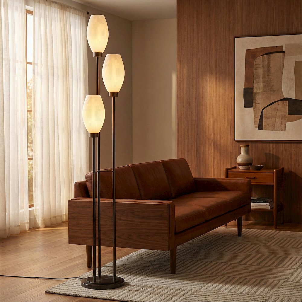 Willows Accent Floor Lamp, Matte Black, Opal Glass. Picture 7