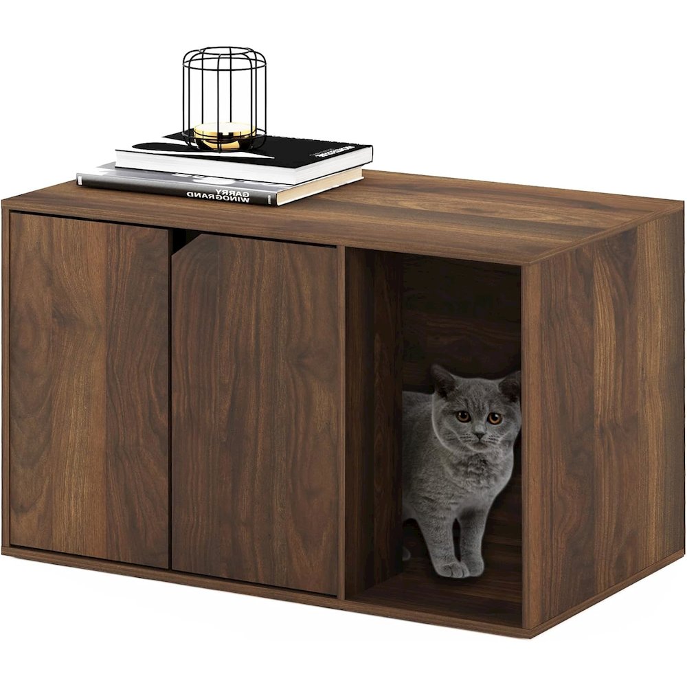 Furinno Peli Litter Box Enclosure, Columbia Walnut. Picture 2