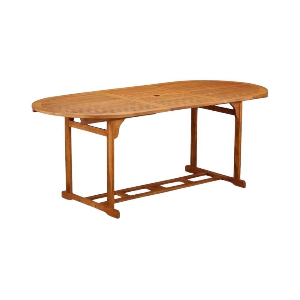 7 Piece Outdoor Patio Dining Set, Oval Acacia Wood Table and 6 Folding Side Chairs. Picture 2