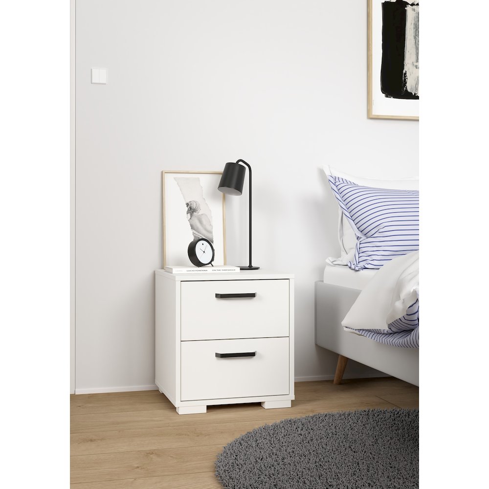 Sofia 2 Drawer Nightstand - Set of 2, White. Picture 4