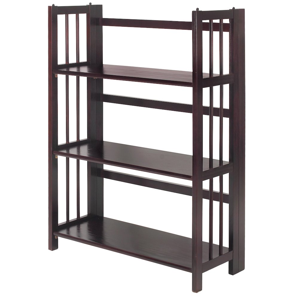3-Shelf Folding Stackable Bookcase 27.5" Wide-Espresso. Picture 1