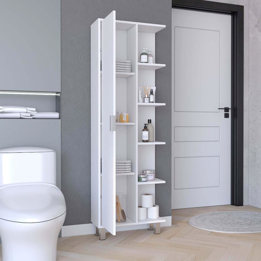 Crovie Linen Cabinet White MDF. Picture 3