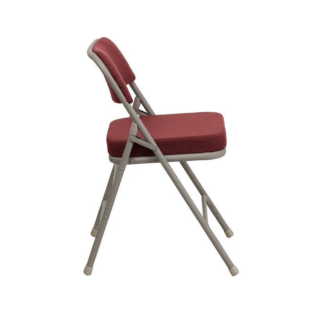 4 Pk. Triple Braced & Double Hinged Burgundy Fabric Metal Folding Chair. Picture 2