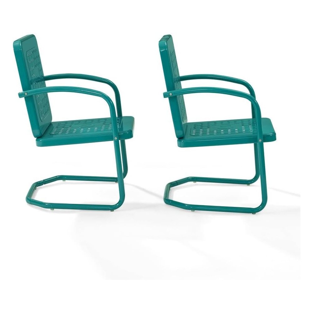 Turquoise Outdoor Chair Set with 2 Armchairs, Lightweight & Anti-Tip Hardware. Picture 4