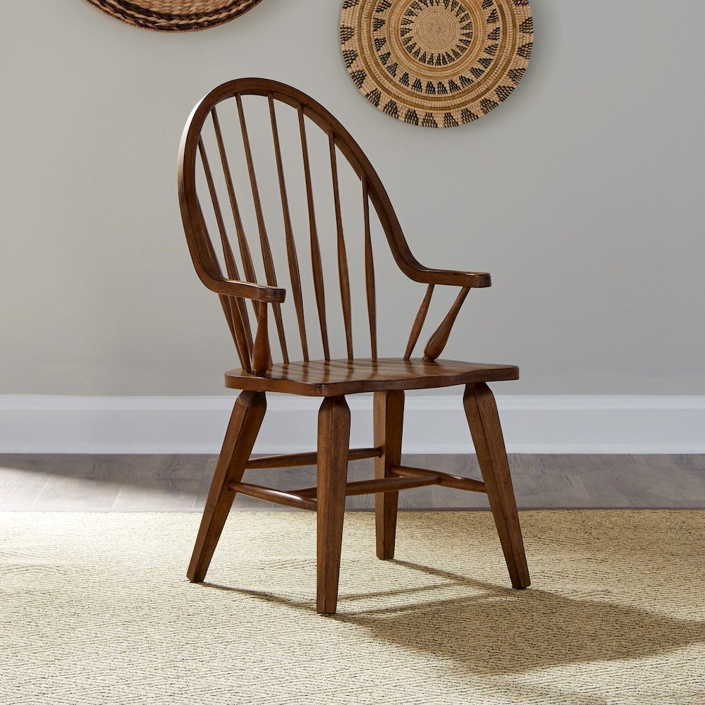 Hearthstone Ridge Windsor Back Arm Chair in Tobacco. Picture 11