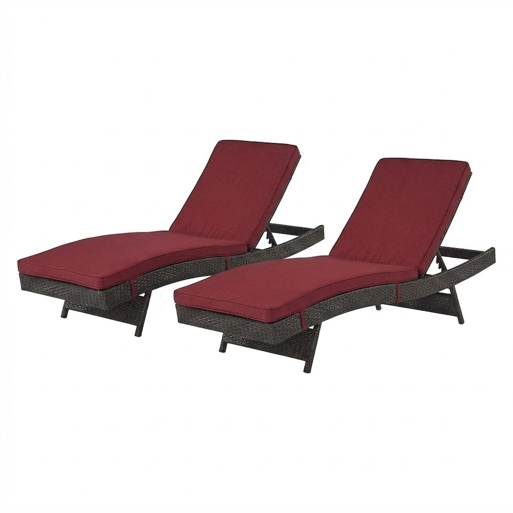 Aluminum Outdoor Lounge Chair Set of 2 With Thick Cushions And Stack-Free Design. Picture 1
