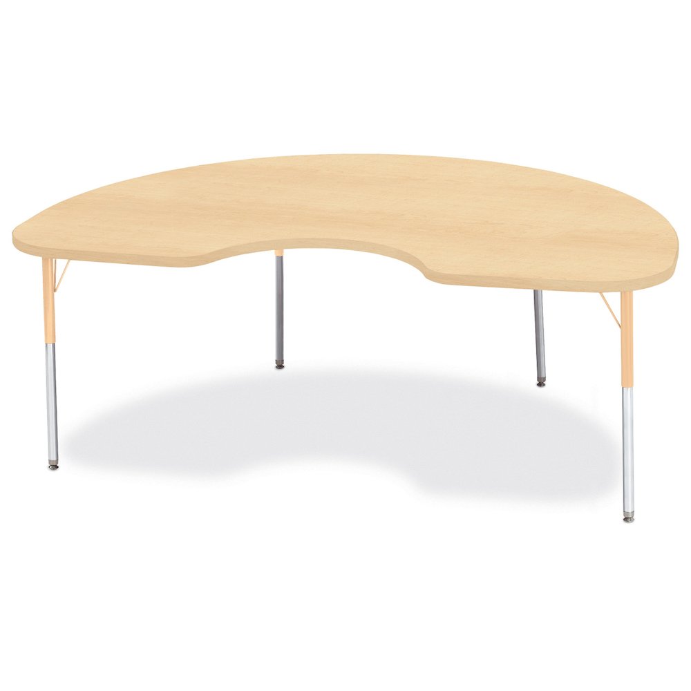 Jonti-Craft Berries Adult Height Maple Top/Edge Kidney Table - Laminated Kidney-shaped, Maple Top - Four Leg Base - 4 Legs - Adjustable Height - 24" to 31" Adjustment - 72" Table Top Length x 48" Tabl. Picture 1