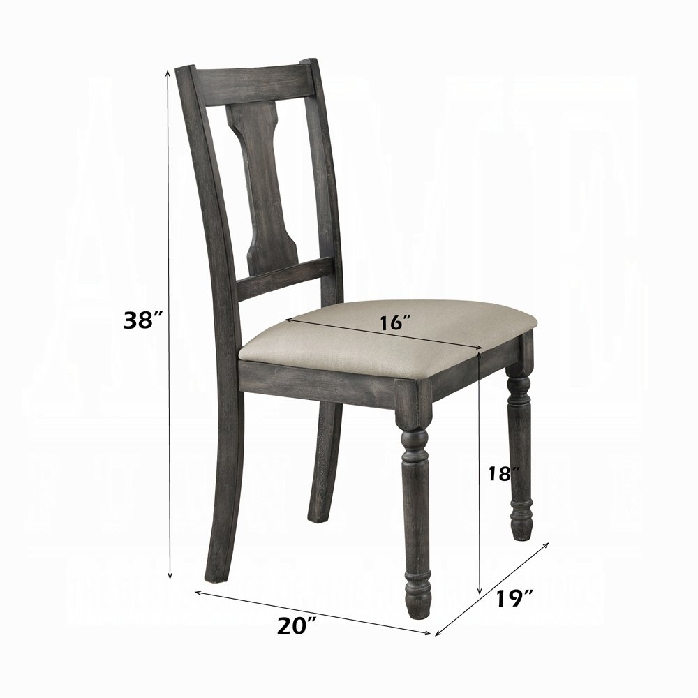 Wallace Side Chair (Set-2) Tan Linen & Weathered Gray. Picture 2