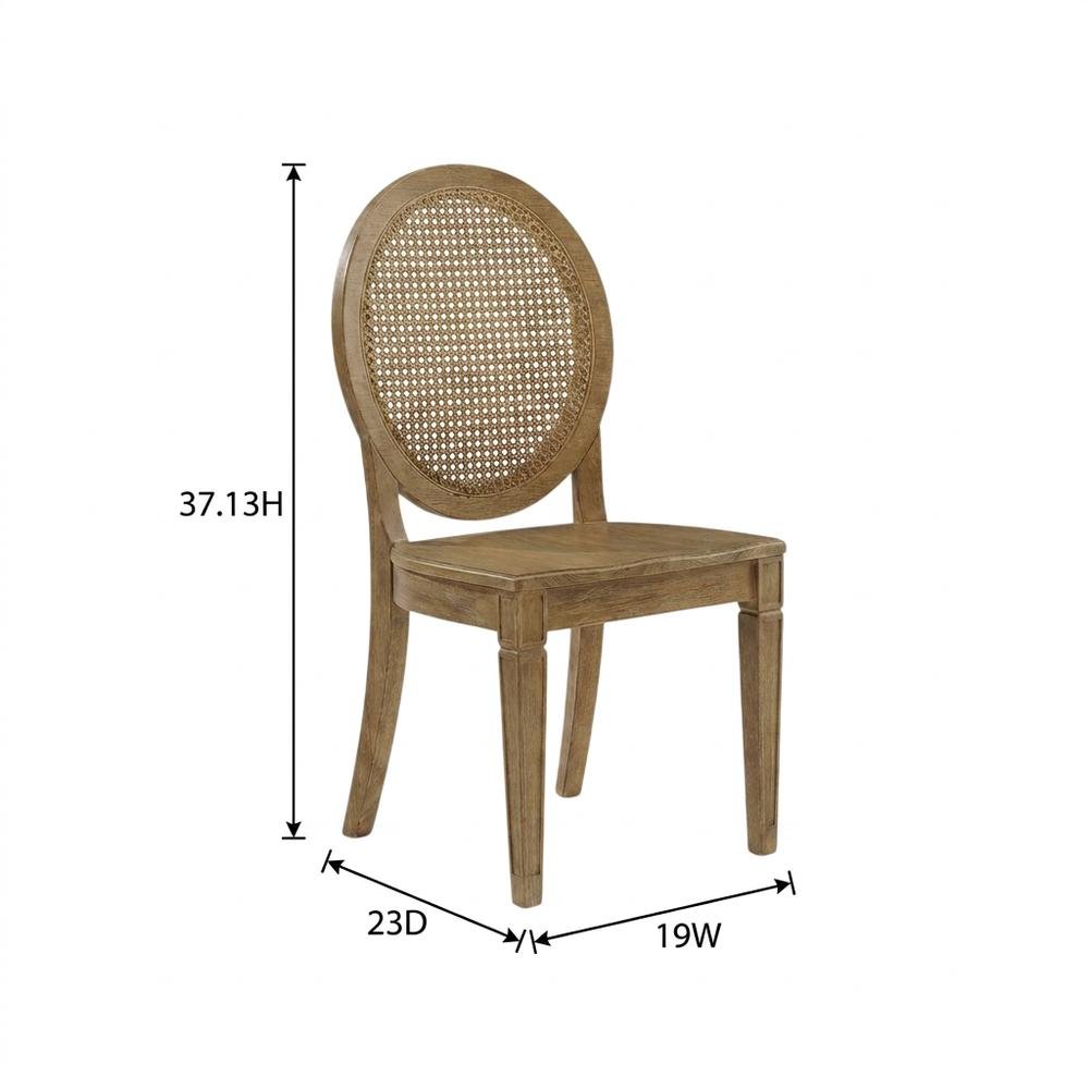 Cane-Back Dining Chair Set with Natural Finish and Comfortable Seating. Picture 9