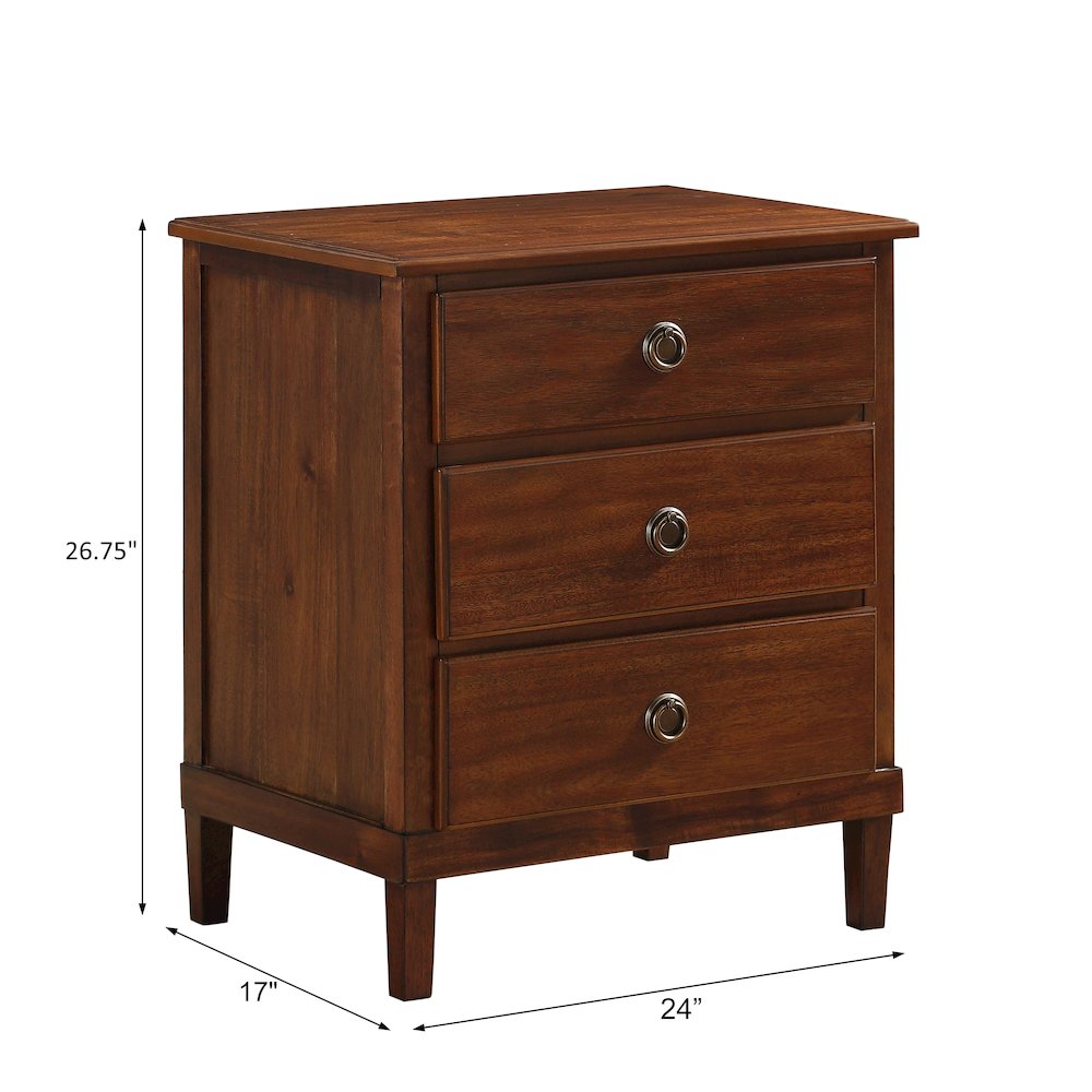 Cambridge Brown 3-Drawer Nightstand. Picture 10