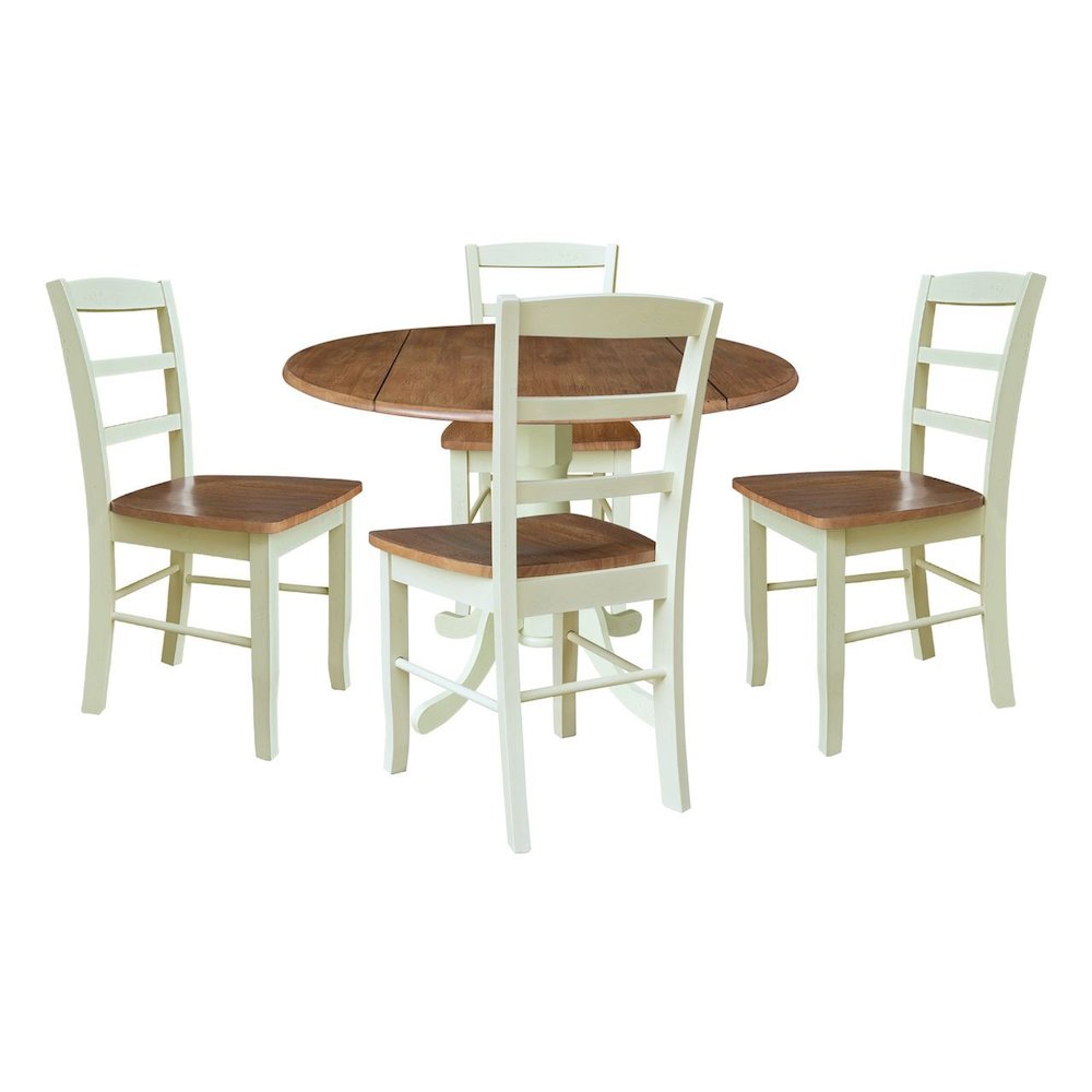 42" Dual Drop Leaf Dining Table with 4 Madrid LadderBack Chairs. Picture 1