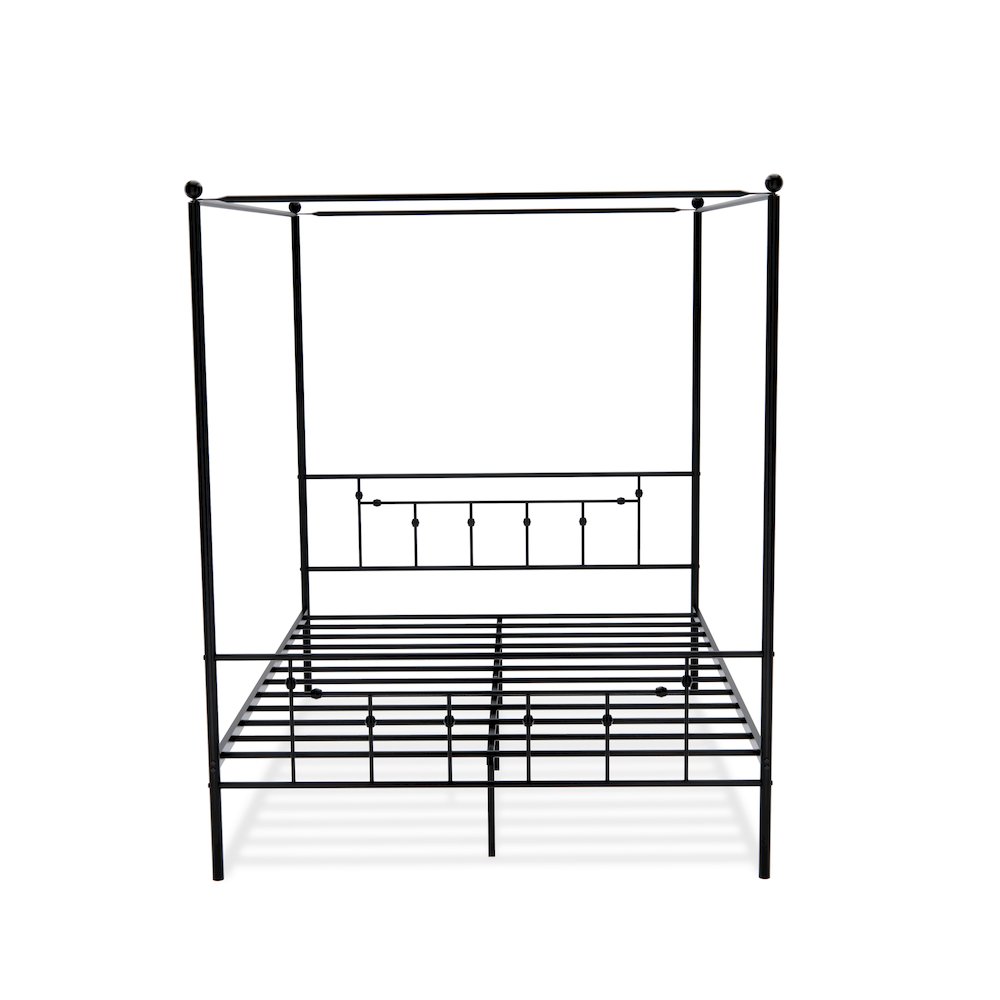ATQCBLK Anniston Canopy Bed with Deluxe Style Headboard and Footboard - Luxurious Metal Frame in Powder Coating Black. Picture 1
