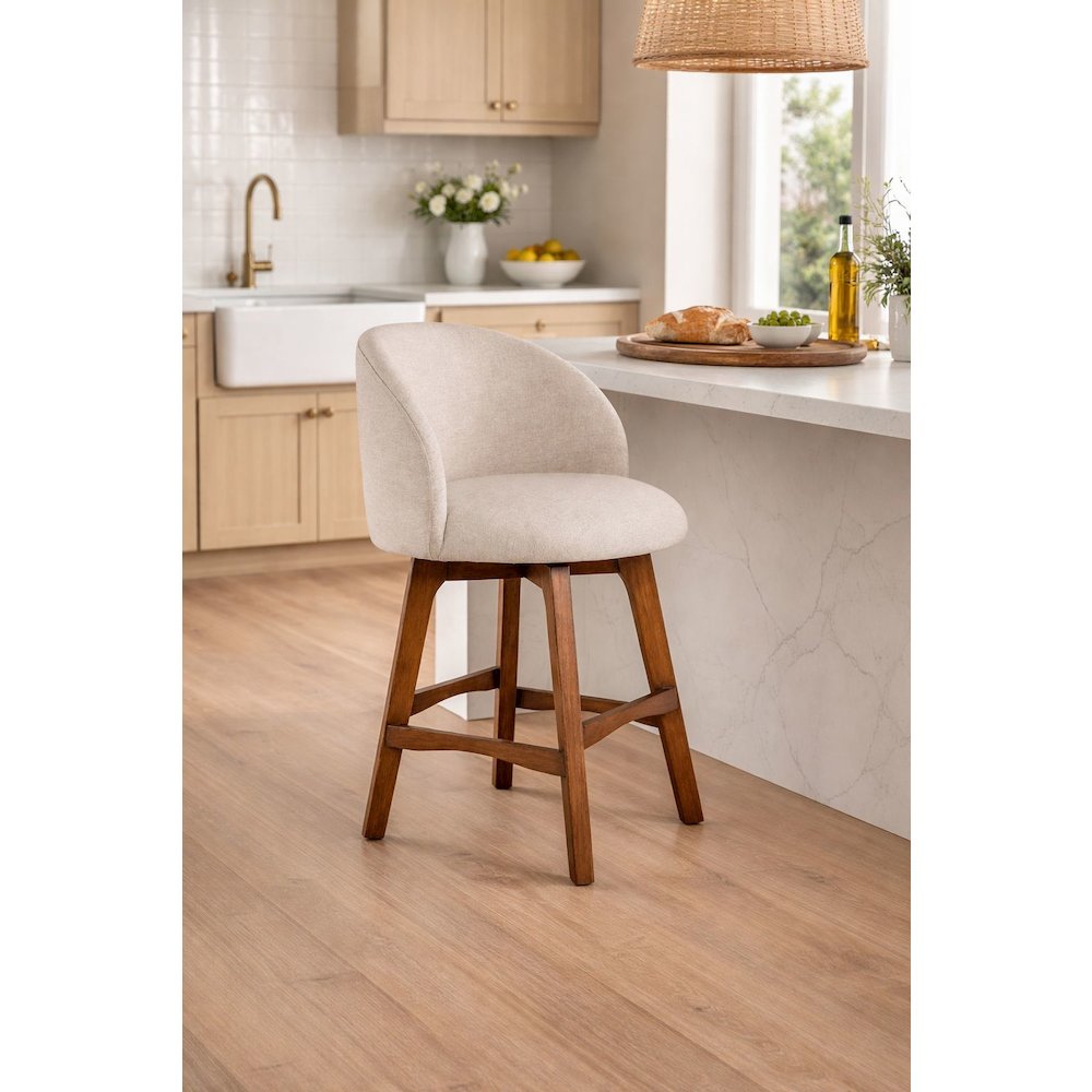Garet Swivel Counter Stool - Rustic Natural Finish. Picture 2