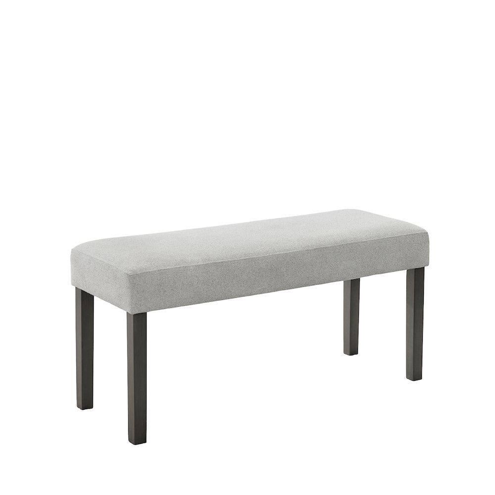 Selena Light Gray Fabric Upholstered 40" Bench with Dark Gray Wood Frame. Picture 1