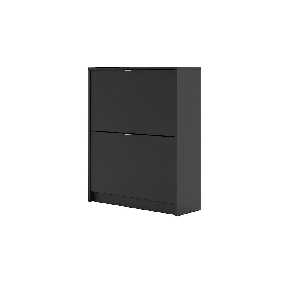 Bright 2 Drawer Shoe Cabinet, Black Matte. Picture 2