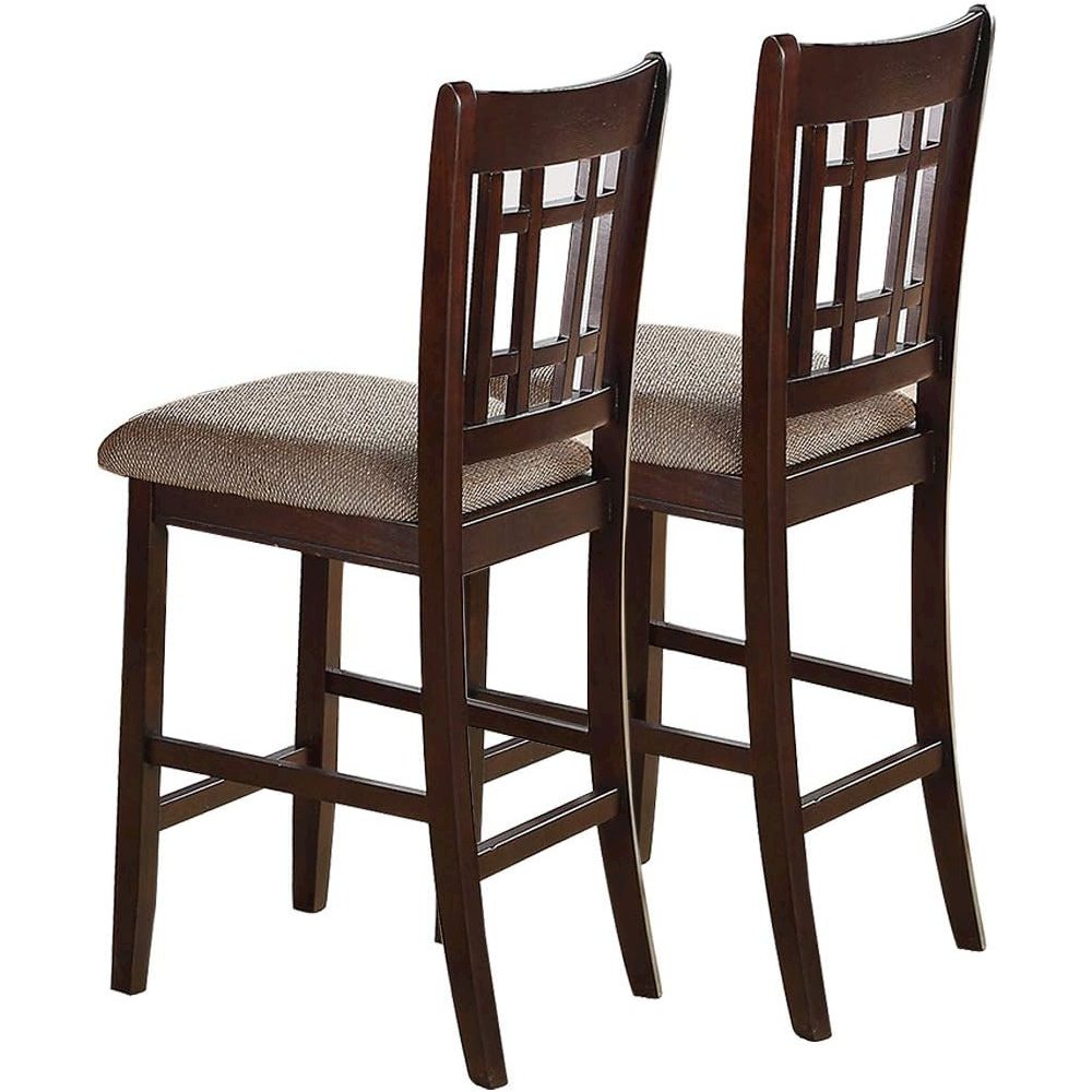 Neena Height Chair with Beige Upholstered Seat, Set of 2, Brown. Picture 3