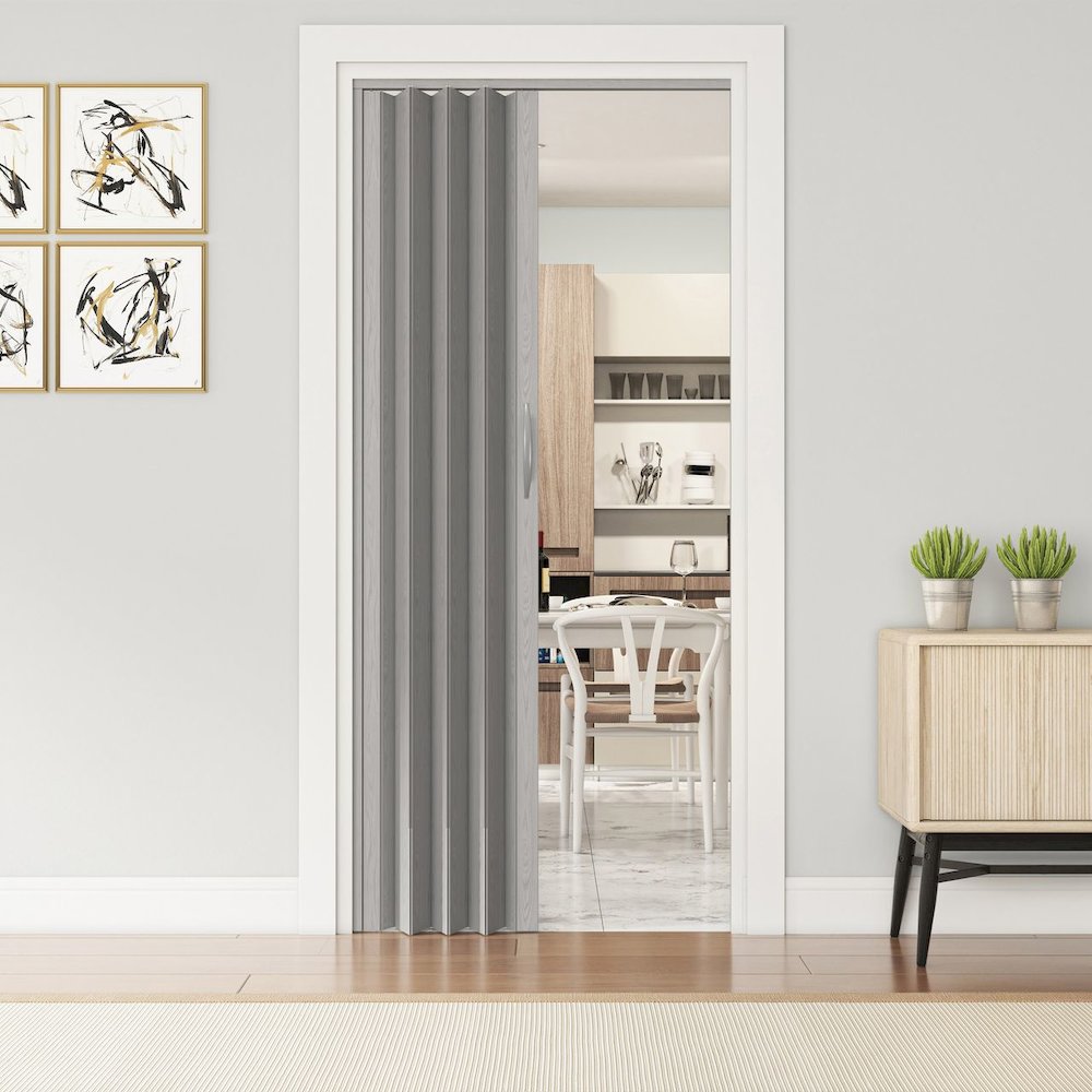 48" W Double Walled Foldable Heavy Duty Accordion Doors, Grey. Picture 2
