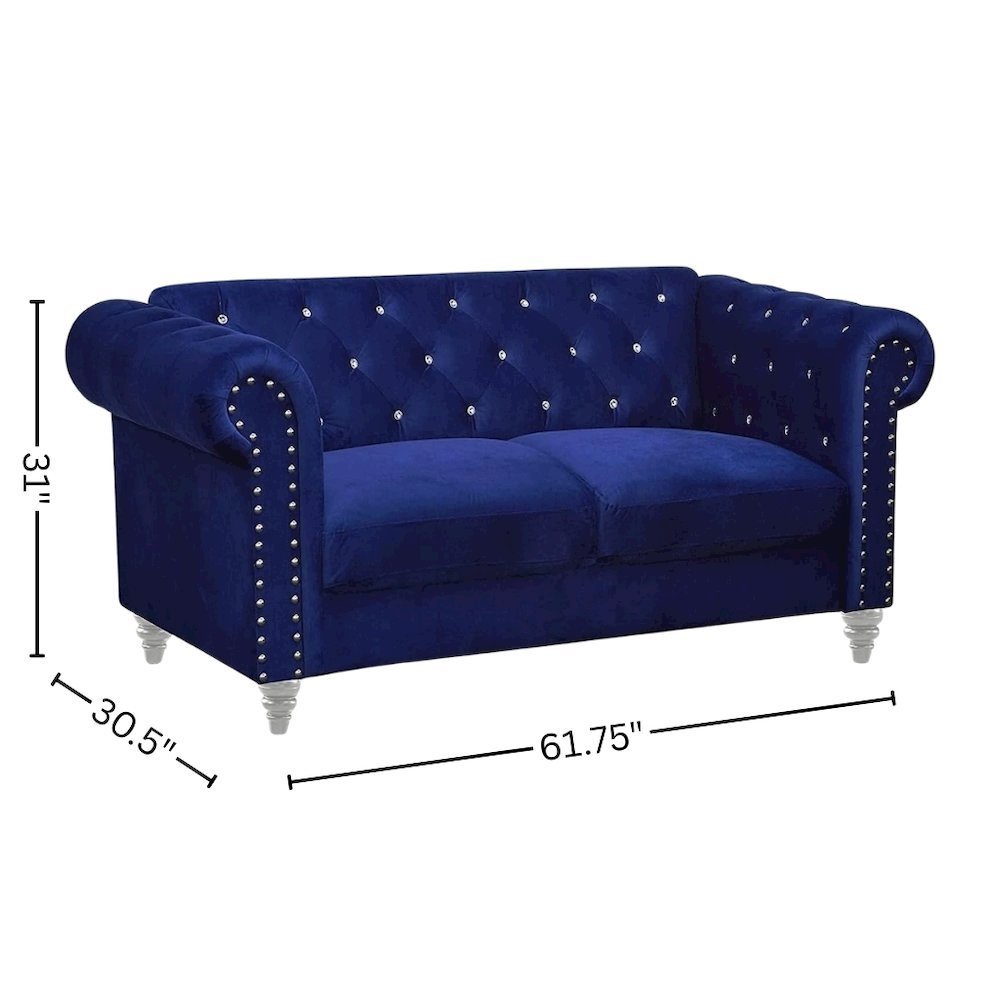 2-Piece Blue Couch Set – Sofa and Loveseat Sofas for Living Room Set. Picture 4