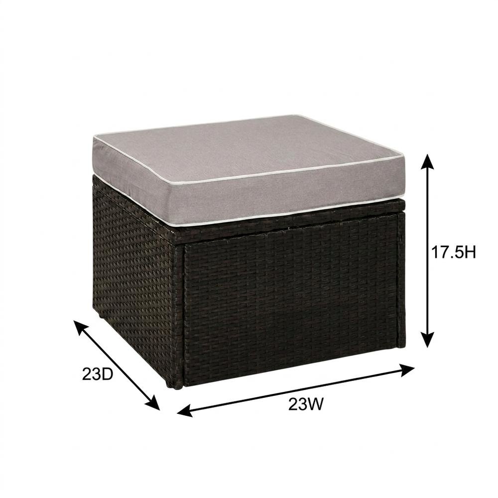 Wicker Ottoman with Brown Finish for Outdoor Living Durable Seat Rugged Design. Picture 8