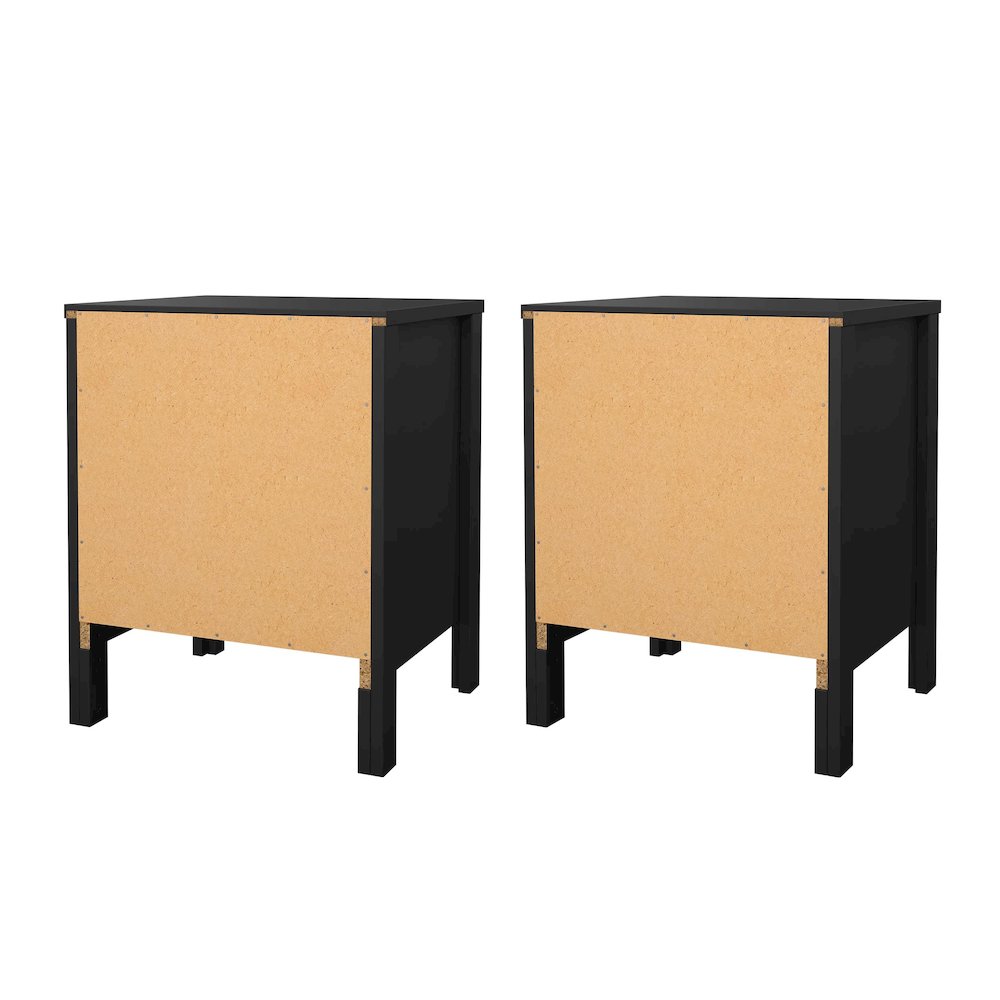 Madrid 2 Drawer Nightstand - Set of 2, Matte Black. Picture 7