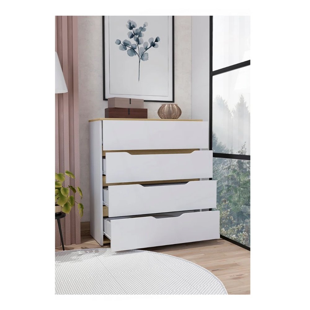Zoe Dresser White / Light Oak MDF. Picture 2